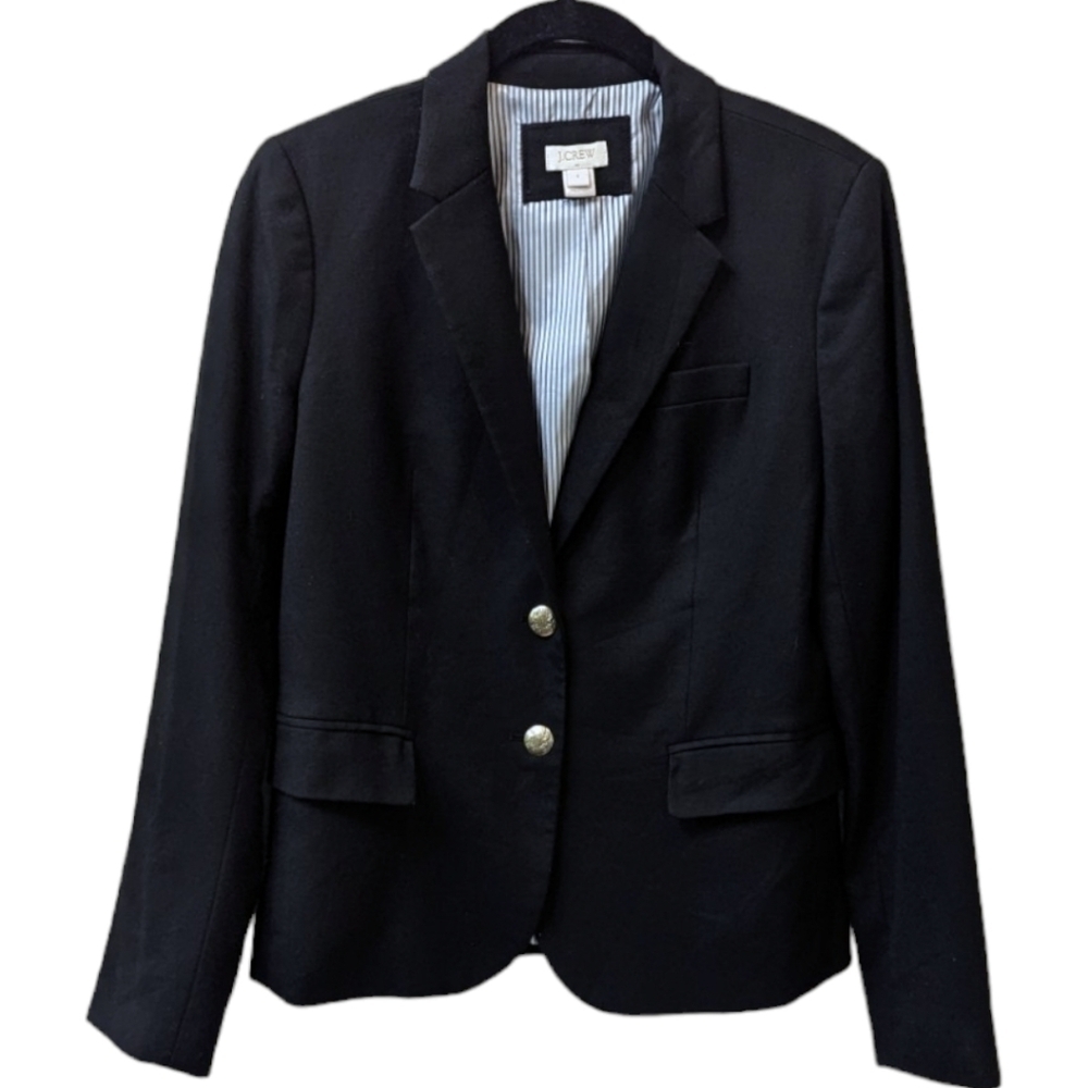 J. Crew Factory Women's Black Schoolboy Wool Blend Blazer Jacket (4)